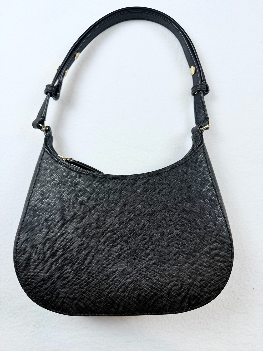 Tory Burch Black Saffiano Leather Small Crescent / Shoulder Bag Gold Hardware - Picture 5 of 13